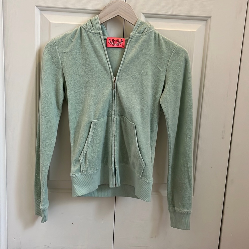 Light Blue/Teal Terry Cloth Juicy Couture Jacket with Navy & Pink Details